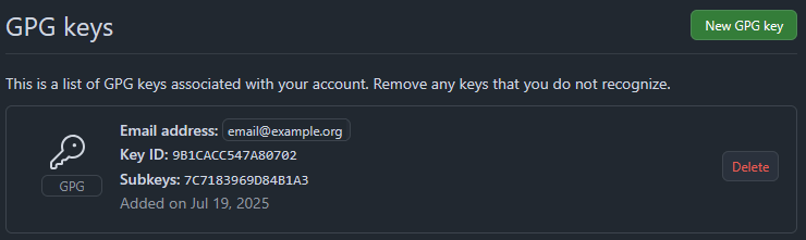 GPG on GitHub