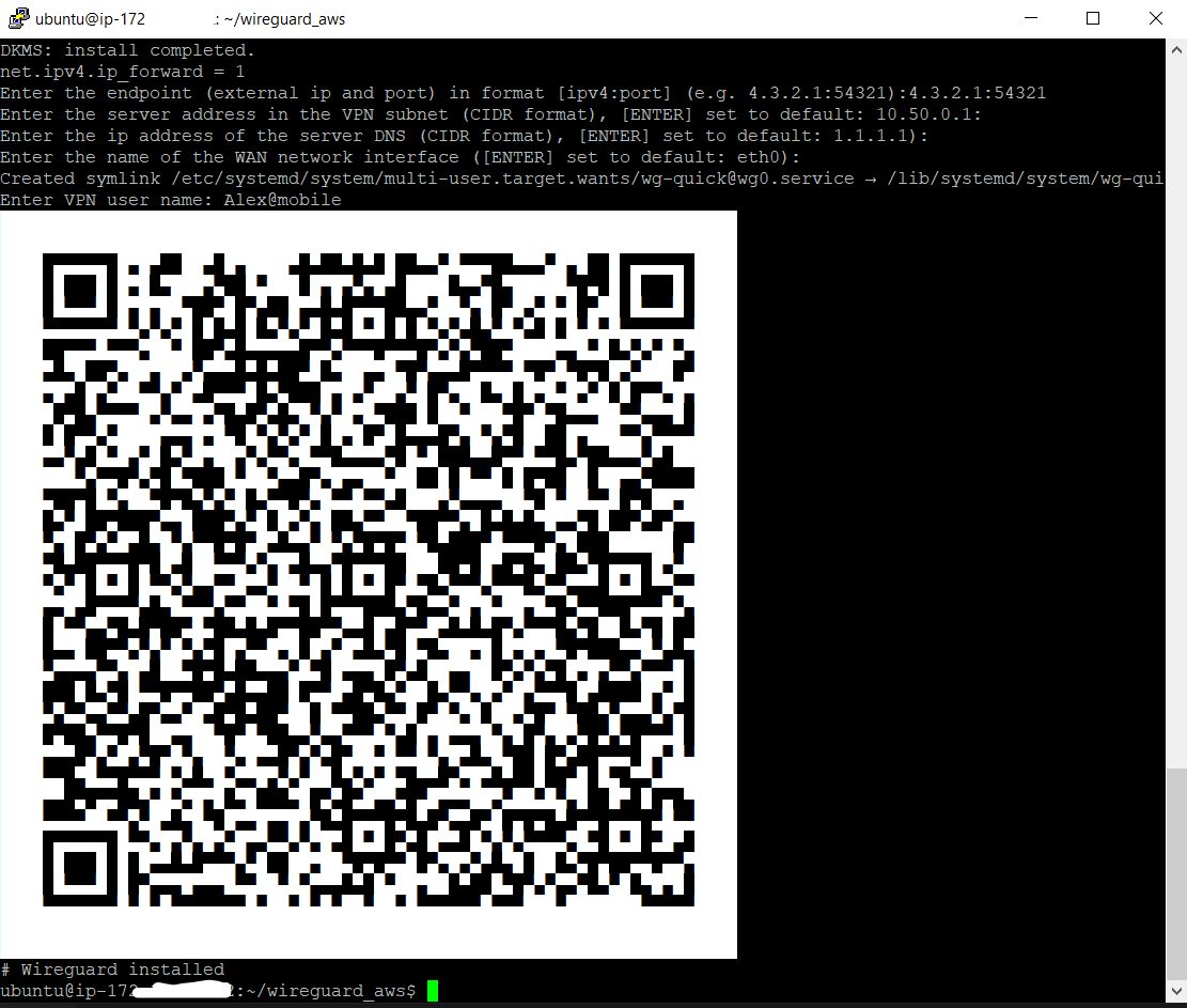 Completing the Wireguard installation