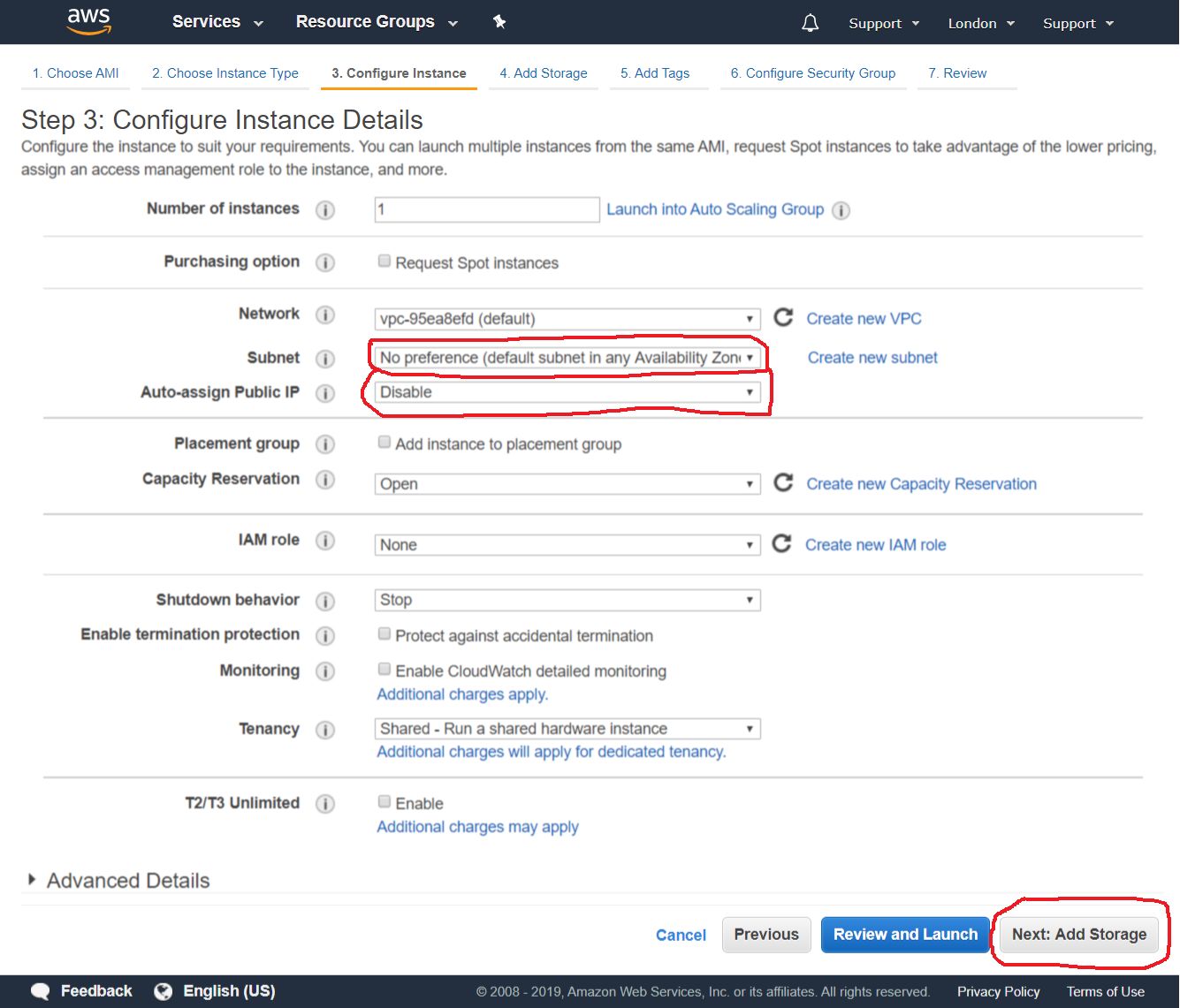 Configure Instance details