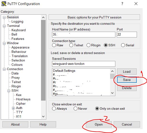 Save changes and launch an SSH remote connection