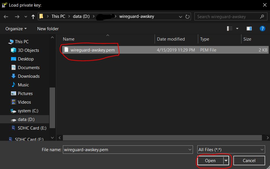 AWS key in PEM format