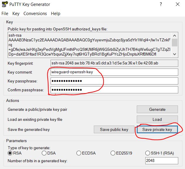Set the Key import parameters